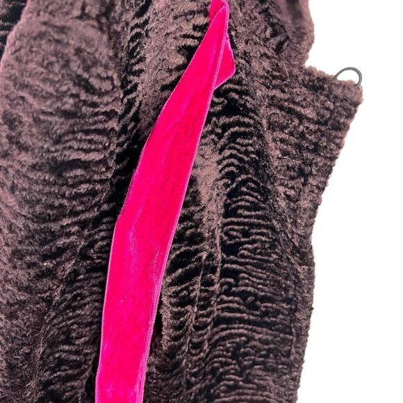 Nanette Lepore Chocolate Brown Crushed Velvet Cropped Evening Jacket Pink Bow 2 - Picture 3 of 14